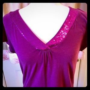 Apt. 9 purple V Neck with sequins
